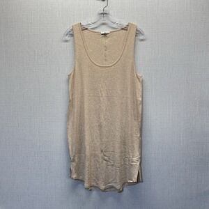 Skin Ribbed Tank Dress Womens 3 Tan Pima Cotton Modal Mini Scoop Neck Minimalist